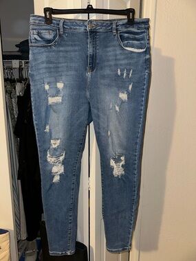 Encore Jeans Distressed Light Blue Skinny Jeans